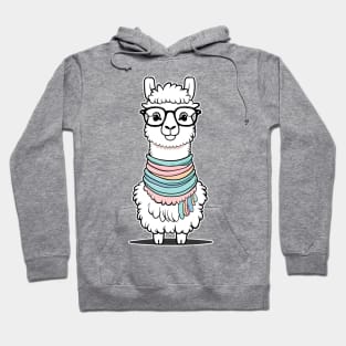 Fashion Llama with Scarf and Glasses Hoodie